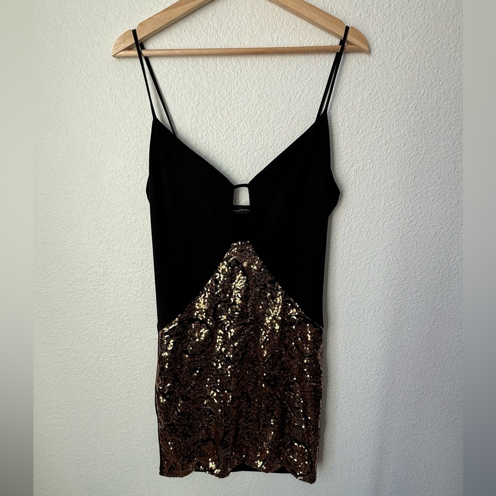 Black and Gold Sequin Dress